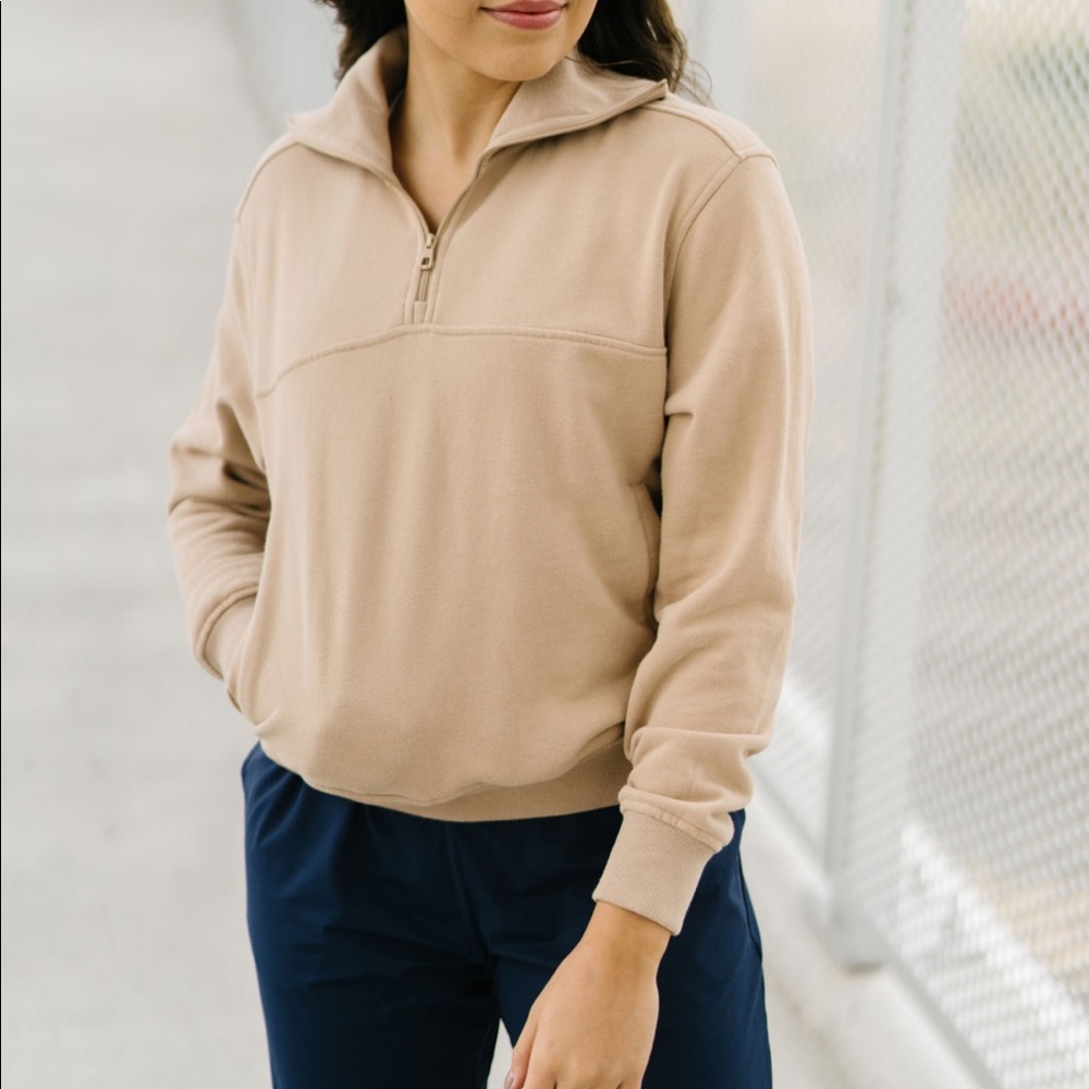 Zyia 1/4 zip tan jacket